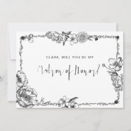 Gothic Hand gezogene Blume Hochzeitskarte Einladung