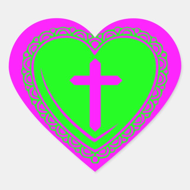 Gothic Heart & Cross Herz-Aufkleber (Vorderseite)