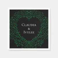 Gothic Heart Paper Napkin Green & Black 2