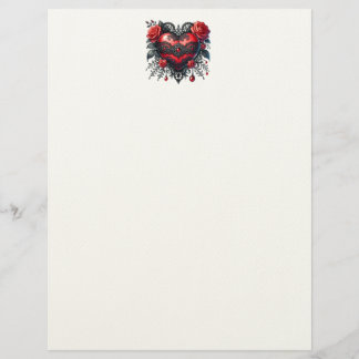 Gothic Heart Valentine Letterhead Briefbogen