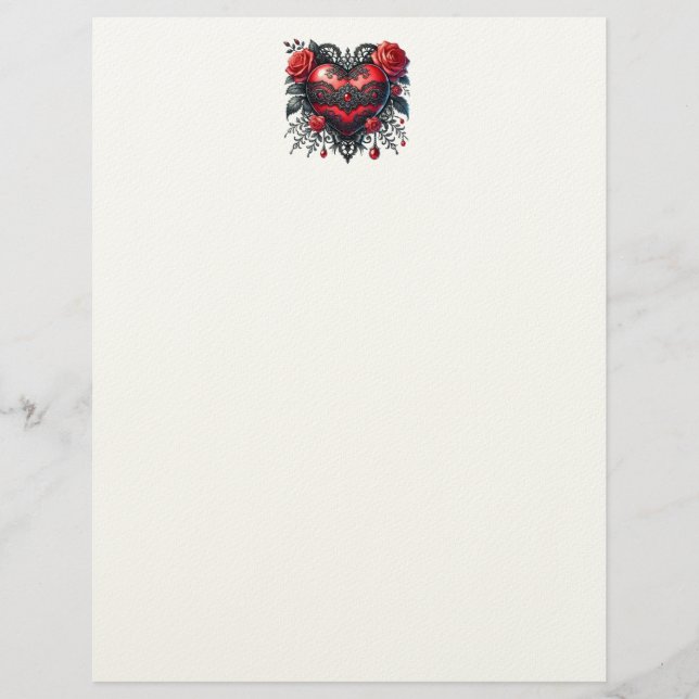 Gothic Heart Valentine Letterhead Briefbogen (Vorderseite)