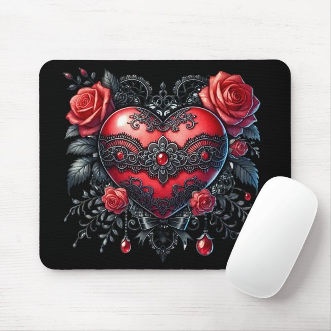 Gothic Heart Valentine Mousepad (Mit Mouse)