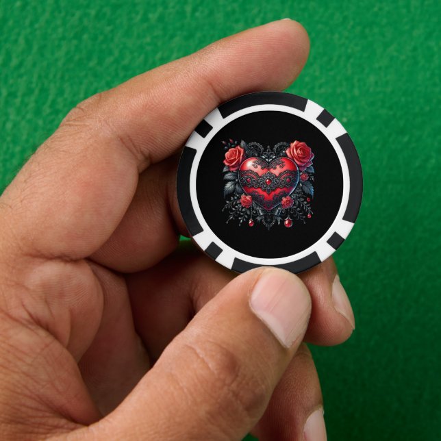Gothic Heart Valentine Poker Chips (Hand)