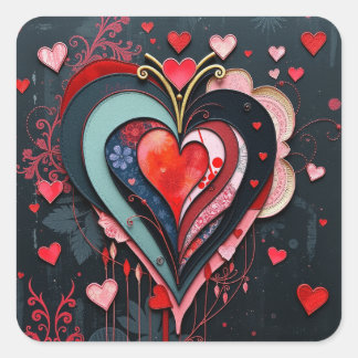 Gothic Heart Valentines Quadratischer Aufkleber