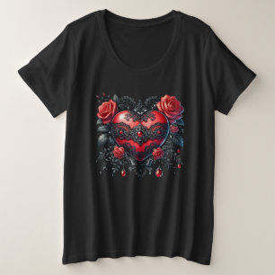 Gothic Heart Valentins-Plusgröße-Shirt Große Größe T-Shirt