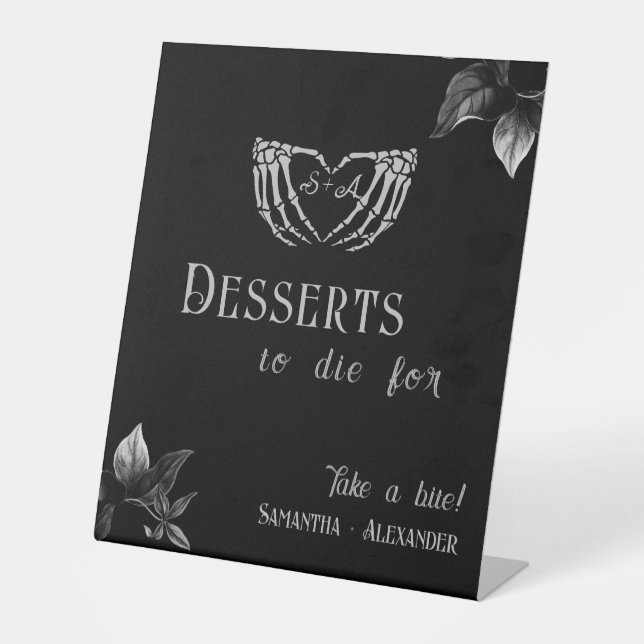 Gothic Heart Whimsigoth Silver Wedding Desserts Sockelschild (Vorderseite)