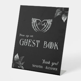 Gothic Heart Whimsigoth Silver Wedding Gästebuch Sockelschild