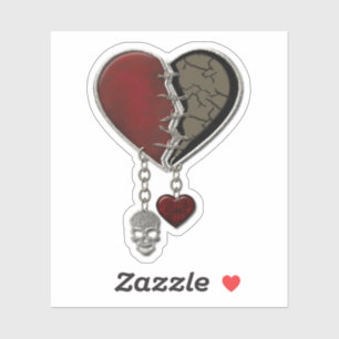 Gothic Heart with Skull Aufkleber