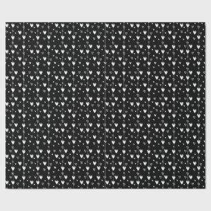 Gothic Hearts Black and White Geschenkpapier