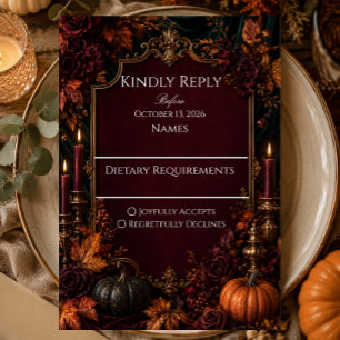 Gothic-Herbst-Kürbis-Hochzeit RSVP Karte