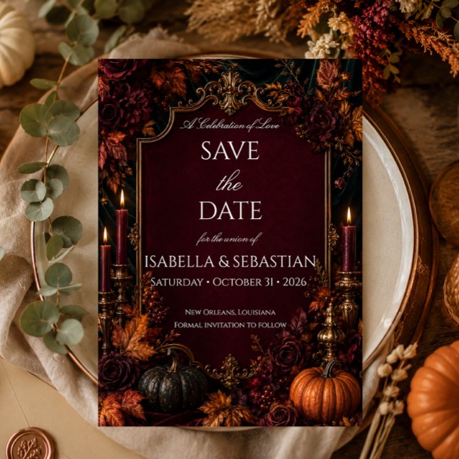 Gothic-Herbst-Kürbis-Hochzeit Save The Date (Von Creator hochgeladen)