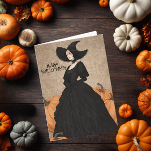 Gothic Hexch Pumpkin Halloween Eleganter Jugendsti Karte