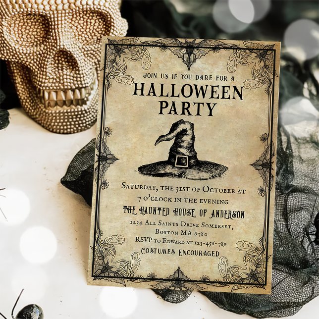 Gothic Hexe Adult Halloween-Party Vintag Einladung (Von Creator hochgeladen)