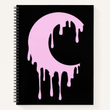 Gothic Hexe Black Pink Dripping Moon Silhouette