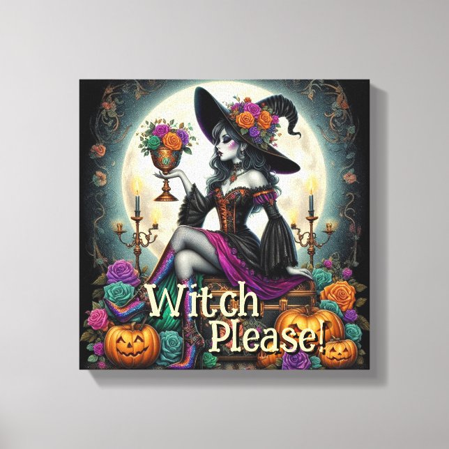 Gothic Hexe Halloween Fantasy Art Lebensmitteltasc Leinwanddruck (Vorderseite)