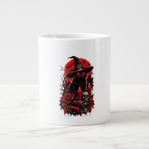 Gothic Hexe schwarze Katze Halloween Totenkopf Ker Jumbo-Tasse