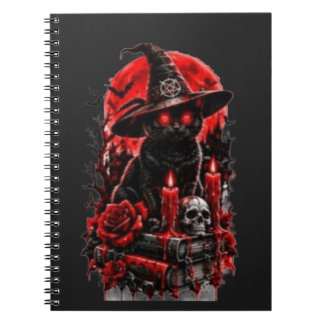 Gothic Hexe schwarze Katze Halloween Totenkopf Ker Notizblock
