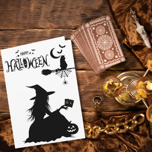 Gothic Hexe Tarot Niedlich Cat Halloween Foto Karte