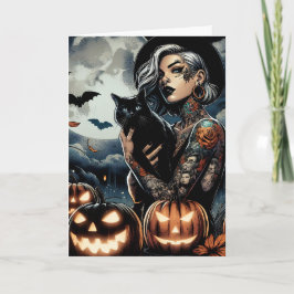 Gothic Hexe Themed Halloween Karte