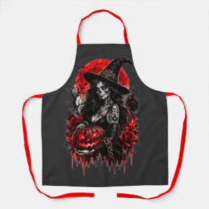 Gothic-Hexen-Kürbis-Halloween-Schwarze Katze Gruse Schürze