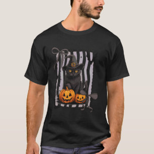 Gothic Hexenkatze Jack O Kürbis Fledermäuse Spinne T-Shirt