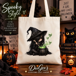 Gothic Hexenmädchen Kessel Halloween-Tasche Tragetasche