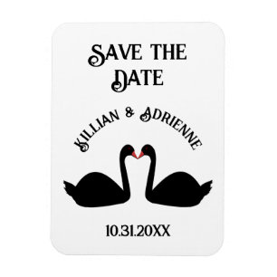 Gothic Hochzeit Küssende schwarze Schwäne Custom Magnet