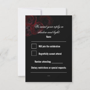 Gothic Hochzeit RSVP Karte   Dunkle Romantik