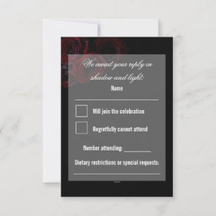 Gothic Hochzeit-RSVP-Karte   Dunkle Romantik RSVP Karte