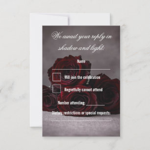 Gothic Hochzeit RSVP-Karte   Dunkle Romantik RSVP Karte