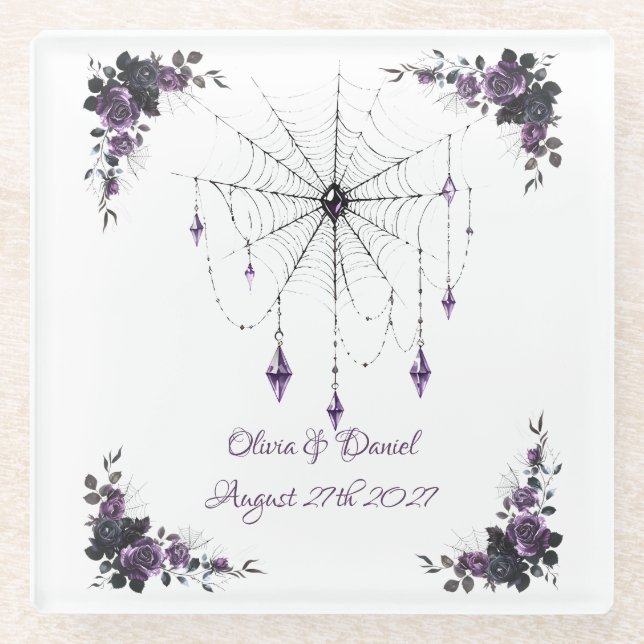 Gothic Hochzeit Untersetzer Floral Dark Romance (Vorderseite)