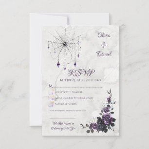 Gothic Hochzeits-Antwortkarte Florale dunkle Roman RSVP Karte