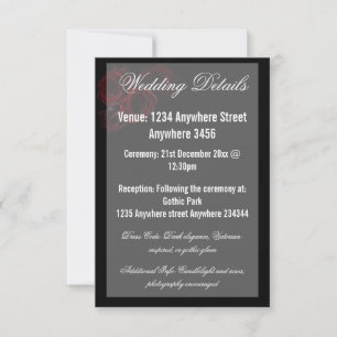 Gothic Hochzeits-Detailkarte Dunkle Romantik RSVP Karte