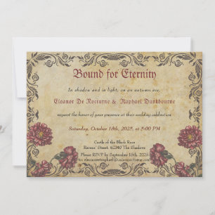 Gothic Hochzeits-Einladung - Dunkle Blumen Vintage Einladung