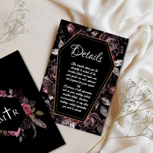 Gothic-Hochzeitsdetails Schwarze Sarg-Einlegekarte Einladung