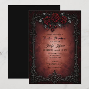 Gothic Hochzeitsdusche Einladung mit roten Rosen