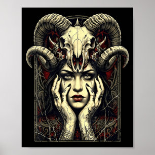 Gothic Hörner Okkult Hexe Fantasy Dämon Mädchen Poster