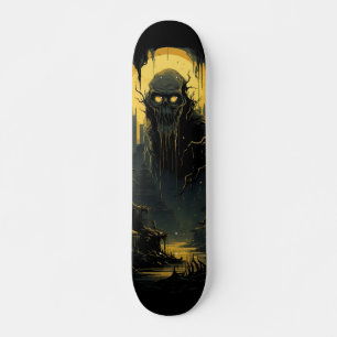 Gothic Horror Cityscape Schwarz Gold 7-Schichten Skateboard