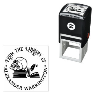 Gothic Human Skull Books Quill Library Book Name Permastempel