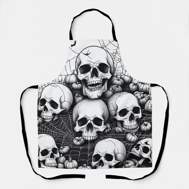Gothic Human Skulls Graveyard Spiders Schürze (Vorderseite)