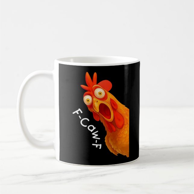 Gothic Humor Funny F-Caw-F Crow Kaffeetasse (Links)