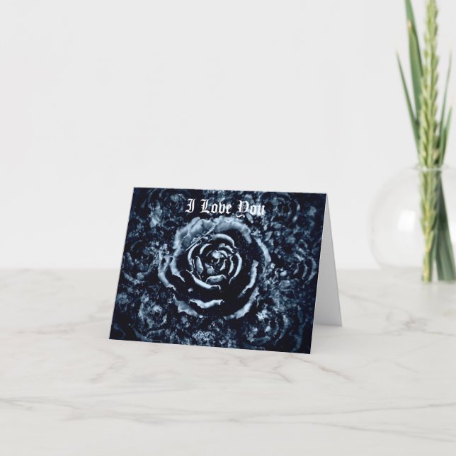 Gothic I Liebe Sie romantische blaue Rose Karte (Vorderseite)