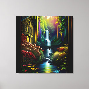 Gothic Inside Mansion Surreal Wasserfall 8 Leinwanddruck