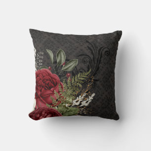 Gothic Inspiriert Rot-Schwarz-Rose Kissen