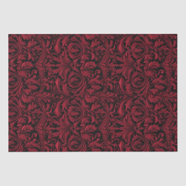 Gothic Jacquard Wirbel Decoupage - Rot und Schwarz Seidenpapier (Vorderseite)