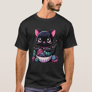 Gothic Katze isst Ramen-Nudel japanisches Essen Ka T-Shirt