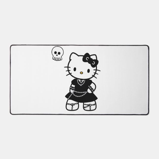 Gothic Kawaii Kitty – Emo Aesthetic Desk Mat (Recto)