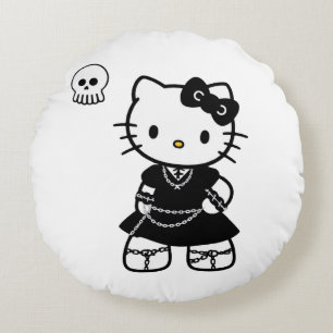Gothic Kawaii Kitty – Emo Ästhetik Rund Kissenbezu Rundes Kissen