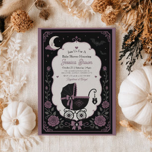 Gothic Kinderwagen Elegante Halloween-Baby-Party Einladung