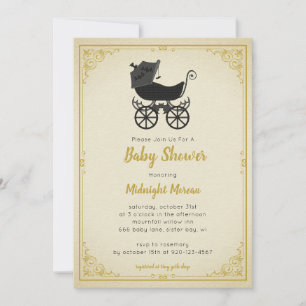 Gothic Kinderwagen Fledermaus Baby Shower Einladun Einladung